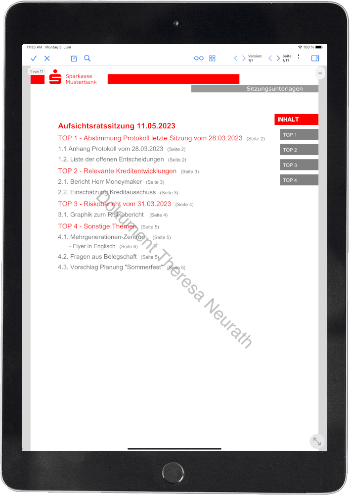 Tabletansicht Sparkassen